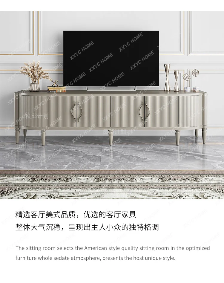 light luxury solid wood post-modern champagne coffee table TV cabinet combination living room audio and video  FT