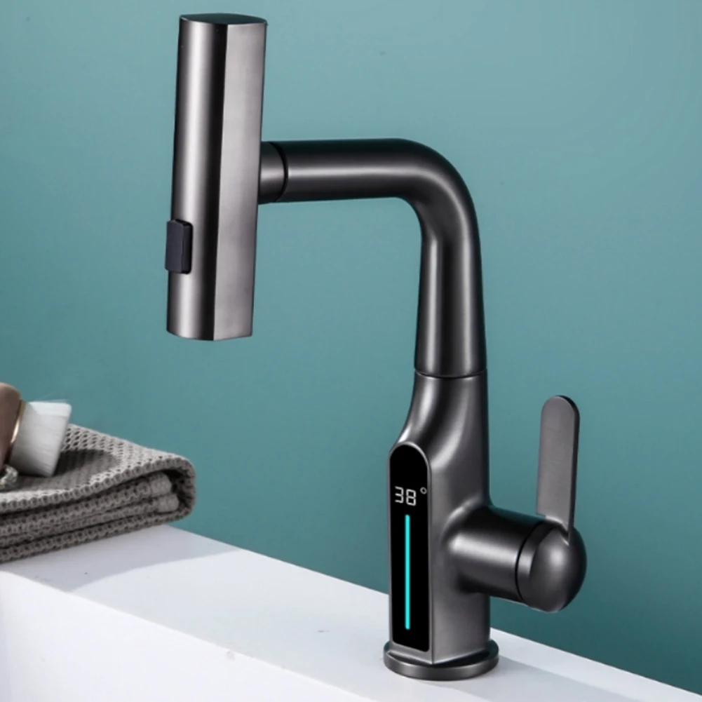 

Lifting Basin Faucet Lift Up Down Stream Sprayer Hot Cold Water Sink Mixer Wash Tap A-AB52