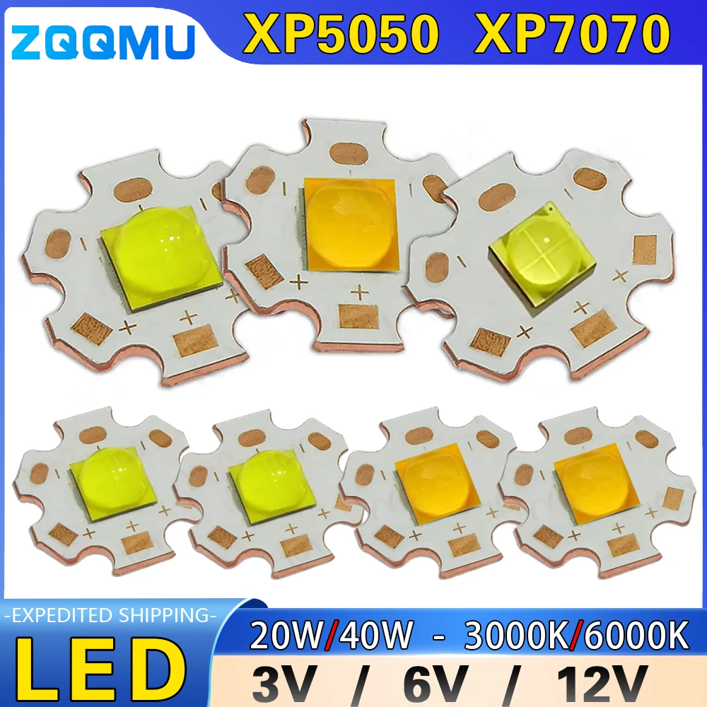 1 opakowanie XHP70 XHP50 20W 40W Koraliki do lampy 3V 6V 12V Latarka LED 5050 7070 Chip Wysoka moc Miedziana płytka Koraliki do lamp Akcesoria
