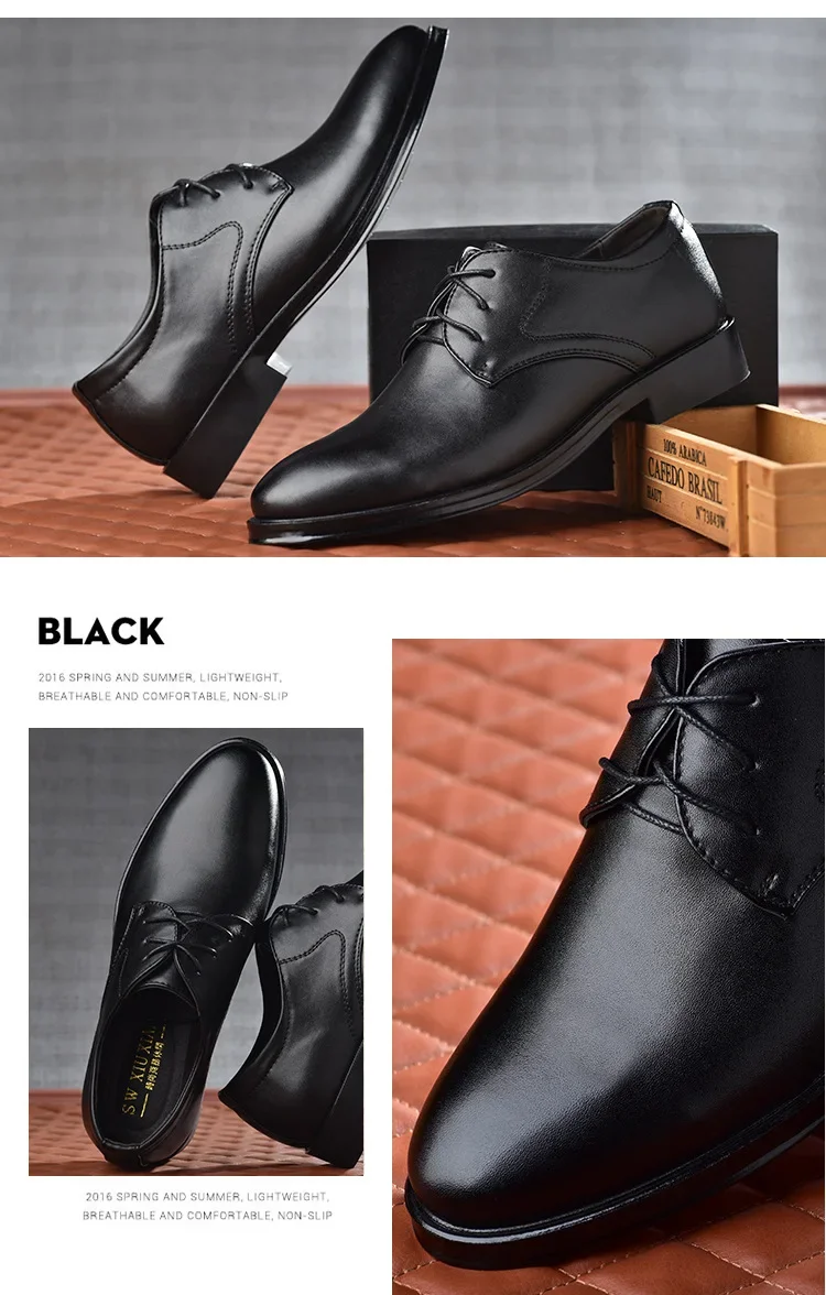 Herren Formelle Lederschuhe Klassischer Stil Herbst Loafer Runde Zehenkappe Atmungsaktiv Rutschfest Business Anzug Hochzeit Büro Freizeitschuhe – Detail 8