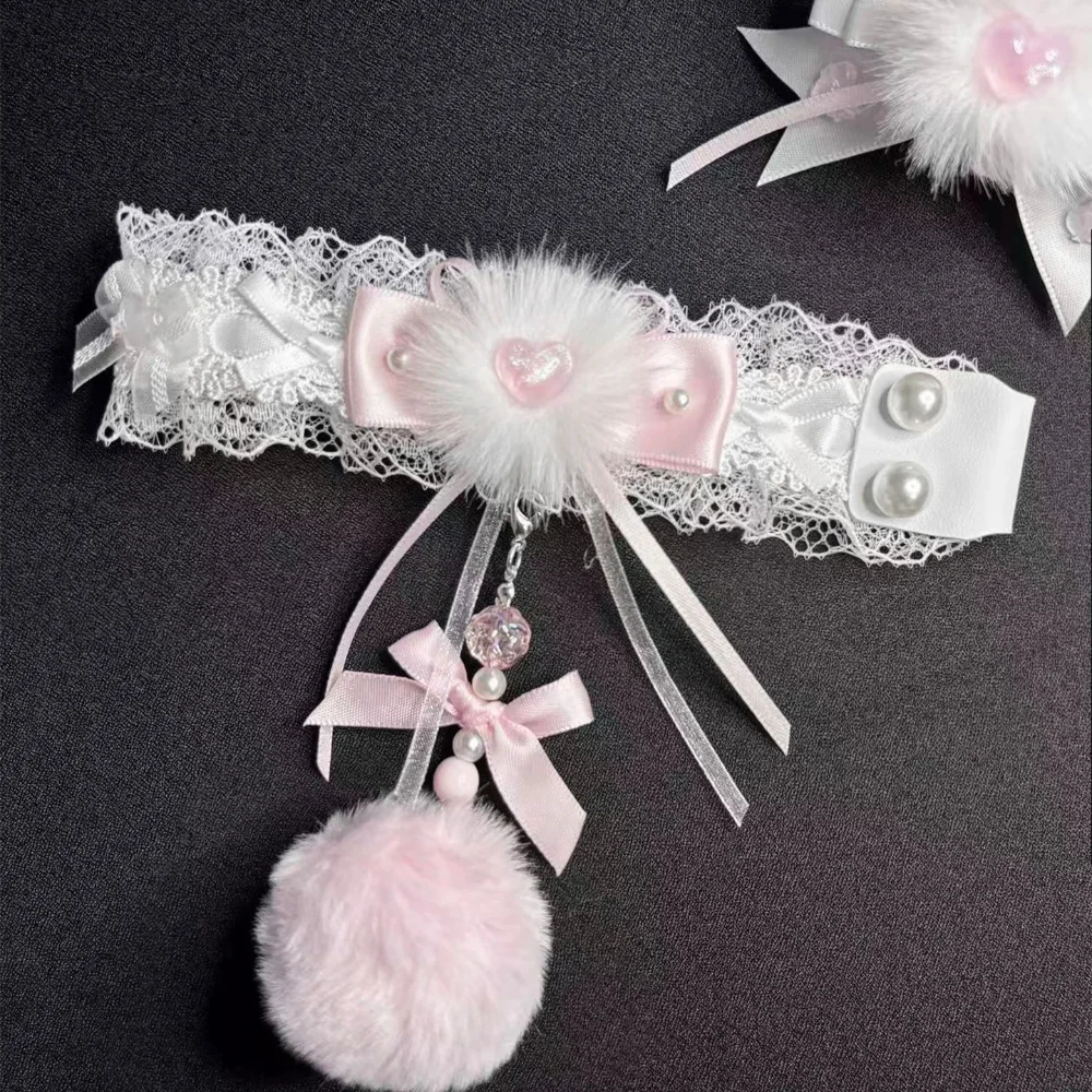 Pink White Butterfly Bow Keyboard Ribbon Custom Original Handmade Lace Decoration Cute Theme for Mechanical Keyboard Accessories