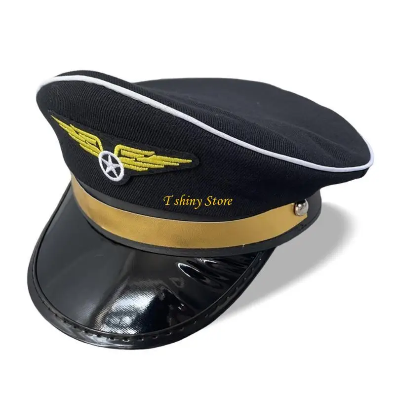 N58F Captain Cap for Women Men Role Play Halloween Party Cosplay Aviators Top Hat Stage Performances Props Hat Party Headwear