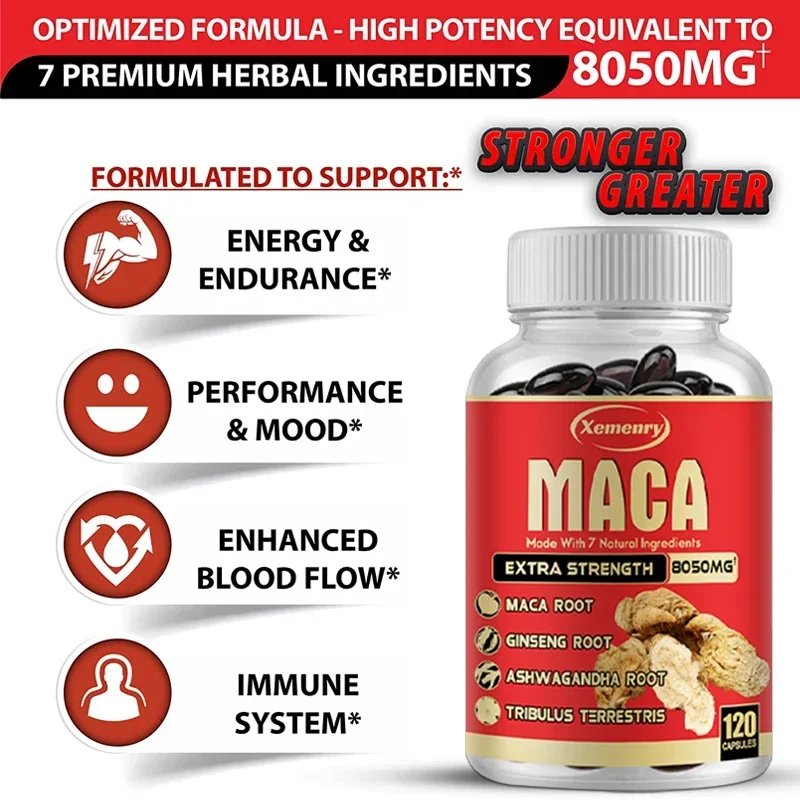 Xemenry Maca Capsules Contain Ashwagandha Root, Ginseng Root, Tribulus Terrestris and Other Extracts Supplement - Image 6