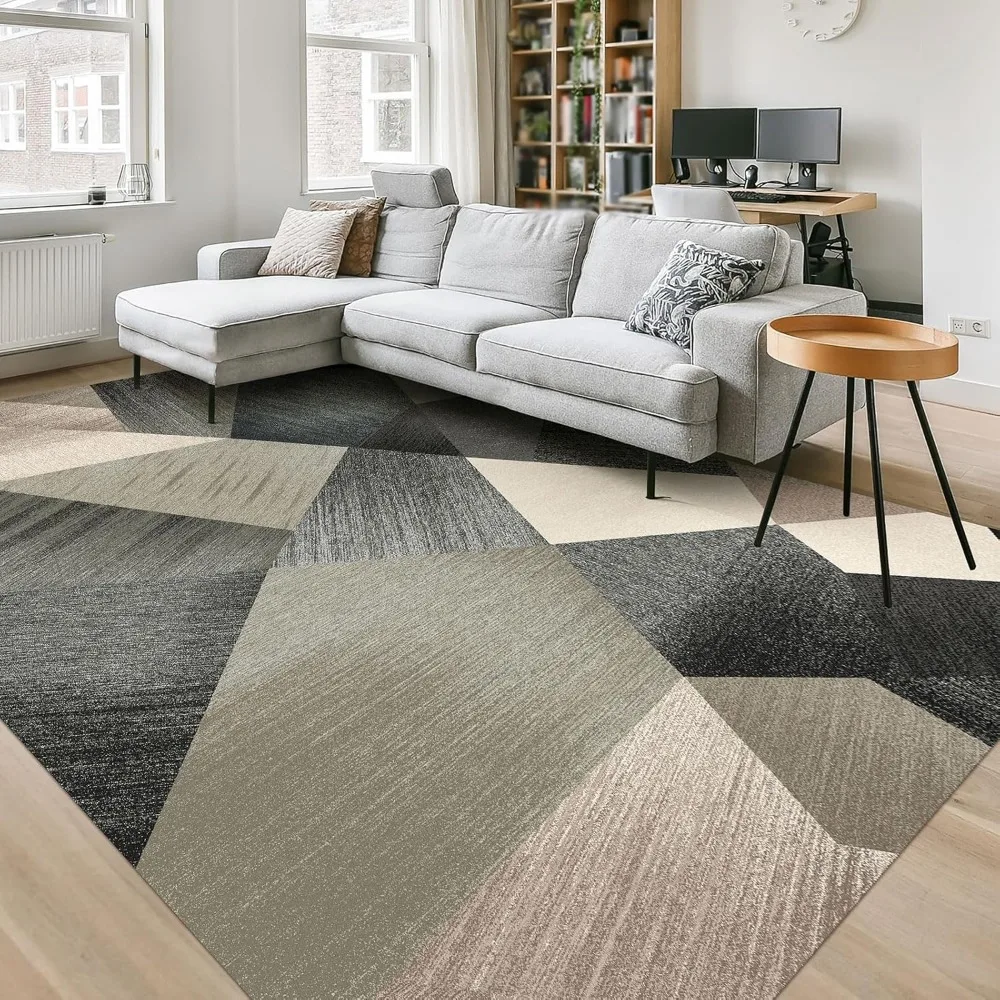 

Washable Modern Area Rug - Geometry Style 8x10 Rugs for Living Room, Bedroom, Machine Washable Rug Soft Non Slip Non Shedding