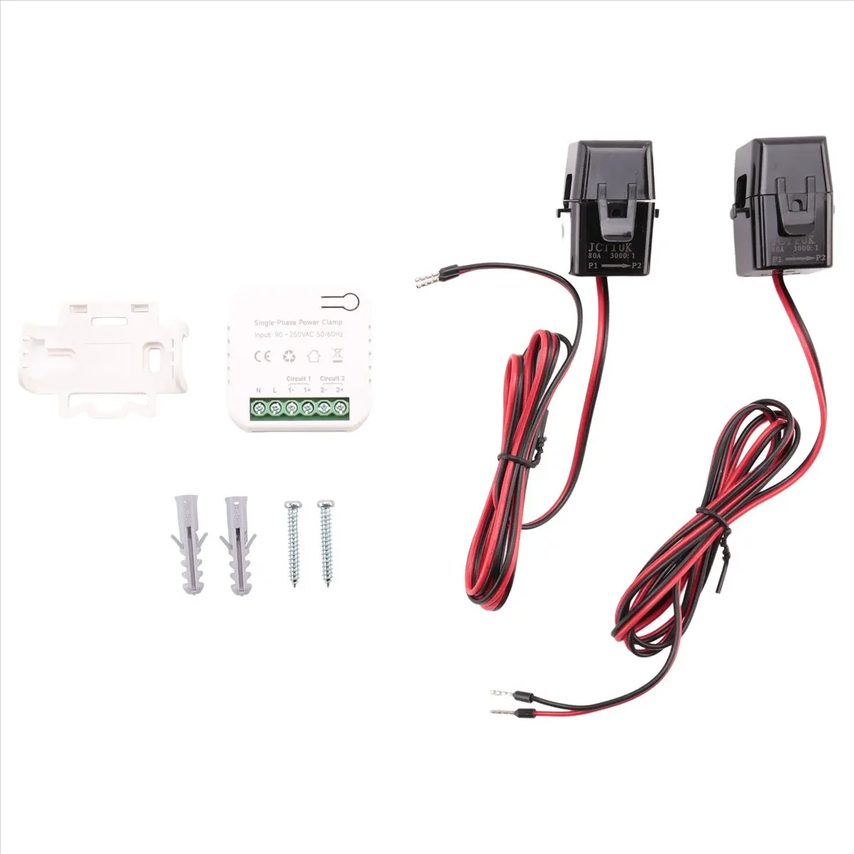 SWXF Tuya Smart Life WiFi Energy Meter 80A with CT Clamp KWh Power Consumption Monitor Electricity Statistics, 2 CT