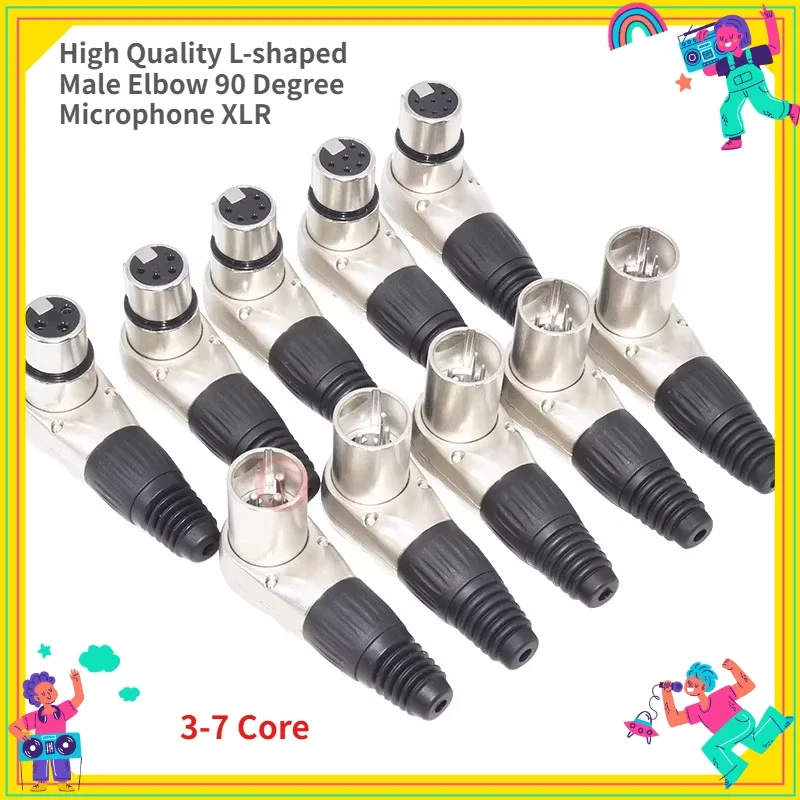1PCS   High Quality L-shaped Male Elbow 90 Degree Microphone XLR Three-core XLR Light Karnon Head Nickel Plated Counterbalance