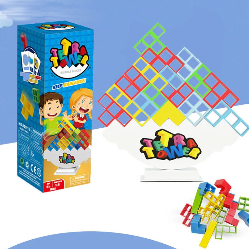 Bloques de construcción de la torre de Tetra para niños y adultos, juego de bloques apilables, bloques de construcción, ensamblaje de tablero de equilibrio, juguetes educativos