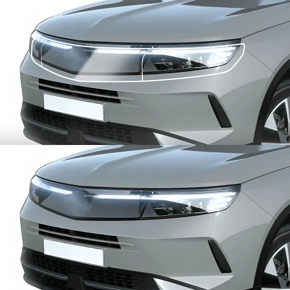 For Opel Grandland 2025-2026 Smoke Black High-Gloss TPU Headlight PPF Film Pre-Cut Anti-Scratch Protective Vinyl Wrap Cover Kit