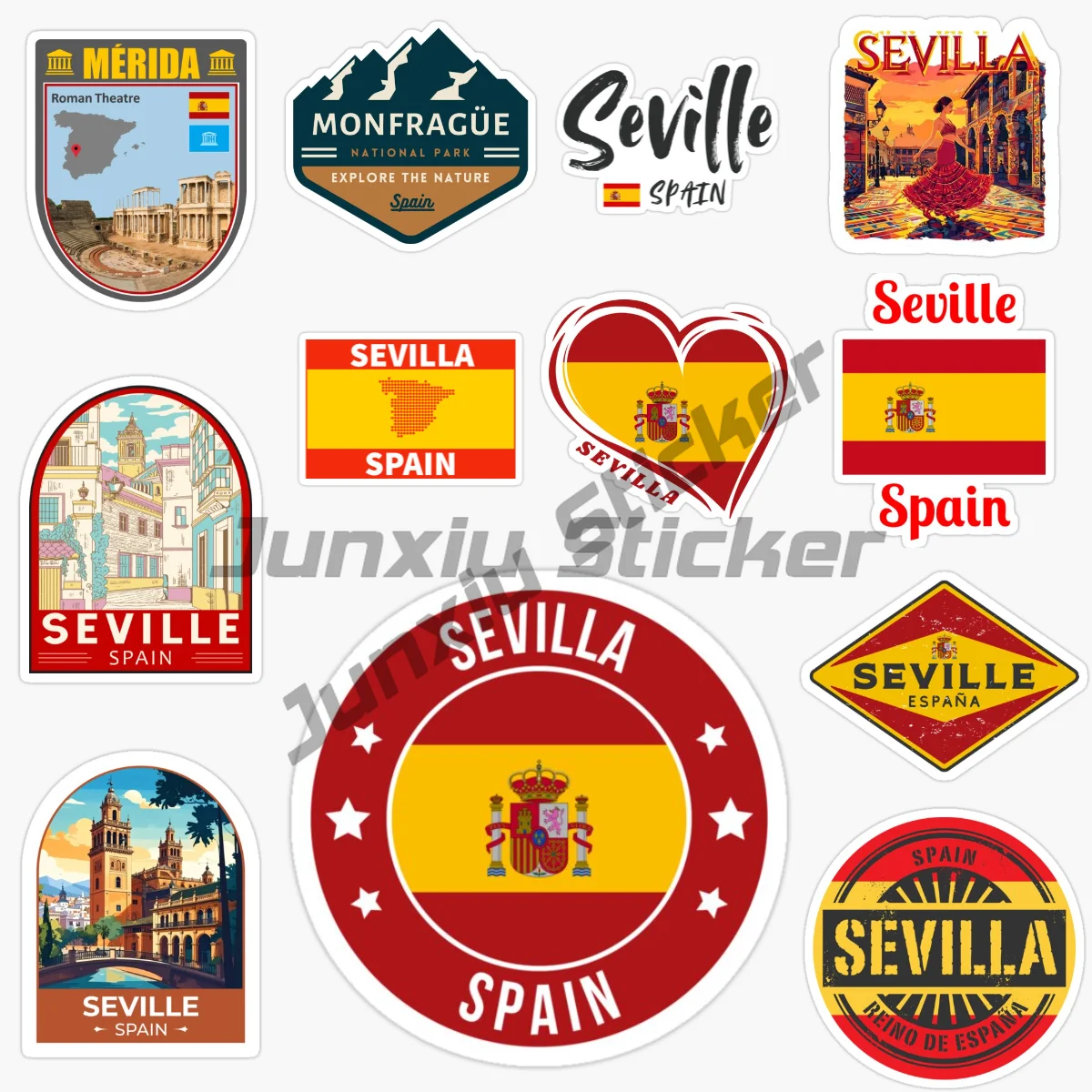 

Seville Spain Flag Map National Emblem Decal Vinyl PVC Suitable for Scooters, Motorcycles, Cars Decal