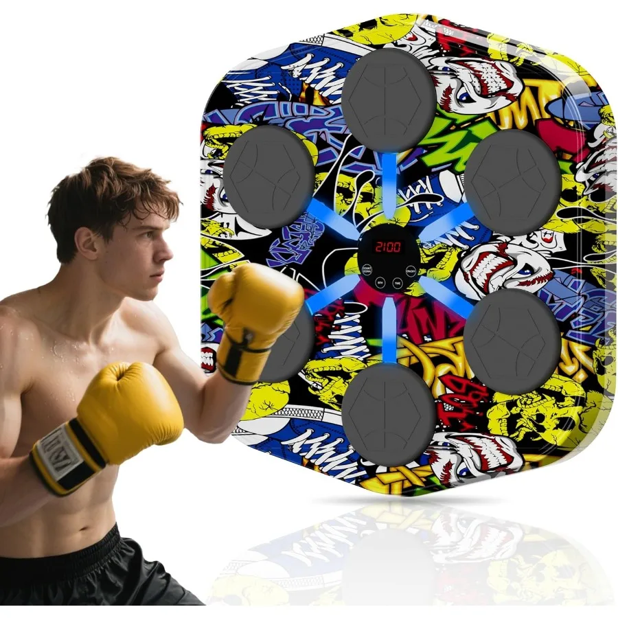 Wall Mounted Music Boxing Machine for Adults and Bluetooth Smart Boxing Trainer with Electronic Target for Home Gym Interactive