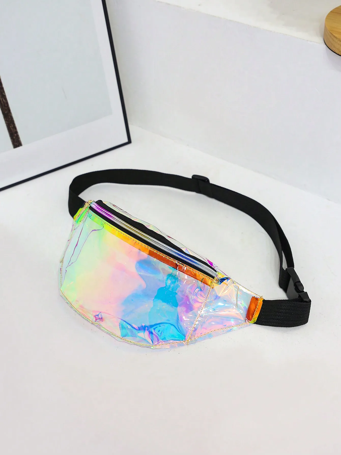 

Transparent Iridescent Waterproof Fanny Pack For Women, Beach Waist Pouch Shoulder Crossbody Chest Bag