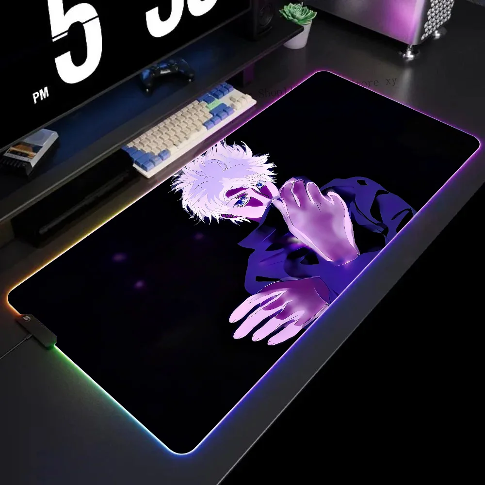 

Коврик для мыши Jujutsu Kaisen Anime Edit Sicko Mode XXL RGB, игровые коврики для мыши HD, черные аксессуары для геймеров, большой светодиод