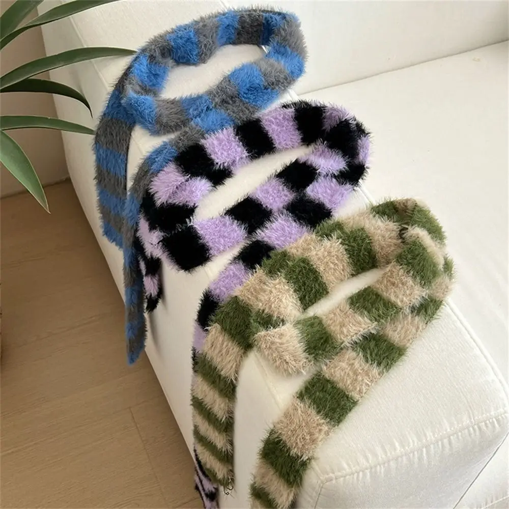 

Повседневные зимние теплые шарфы для шеи, длинные узкие полосатые шарфы в стиле Харадзюку, мягкая одежда, аксессуары для женщин и девочек