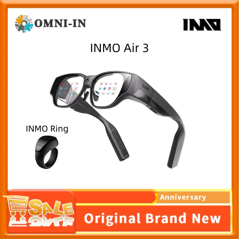

Портативные иммерсивные XR-очки inmo AIR3, дисплей Micro-OLED 1080P, 36 дюймов ° FOV, 150-дюймовый виртуальный экран, AI-ассистент