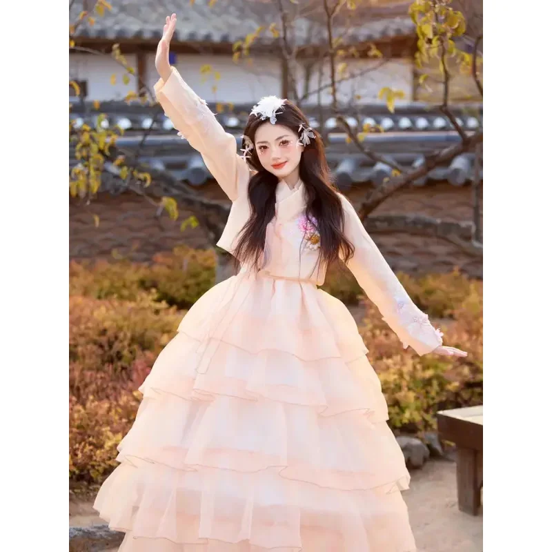 

Korean Hanbok Dress for Women Ancient Traditional Stage Costume Lady Palace Korea Wedding National Dance Clothes1;w'2,c.3;r'