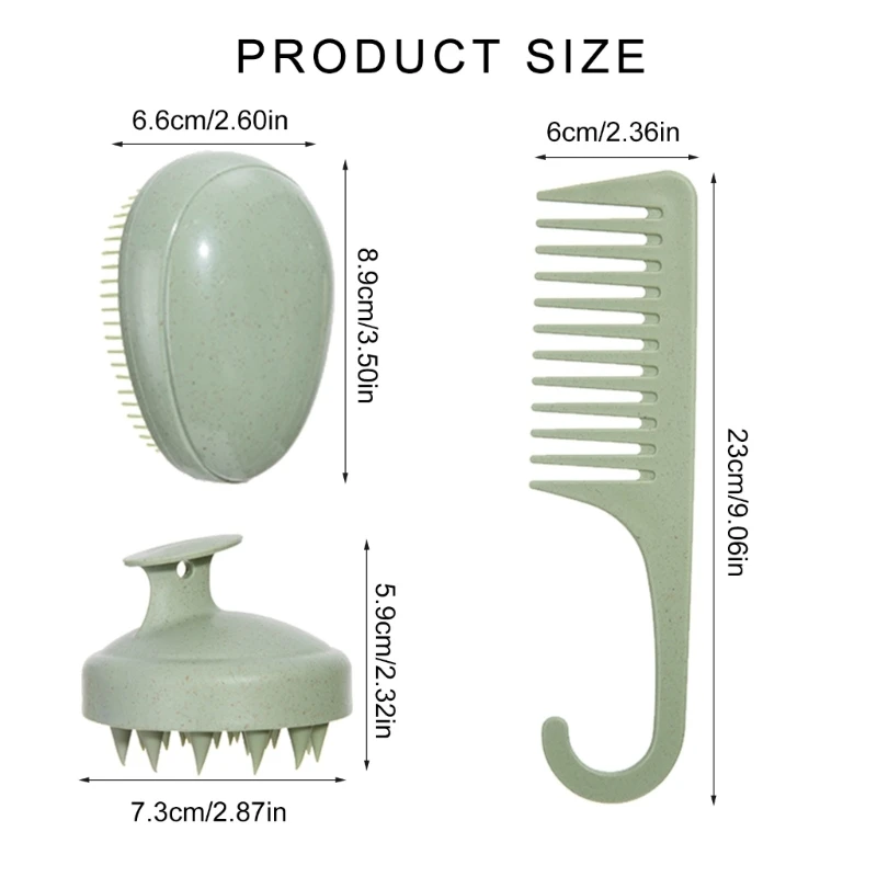 3 Chiếc Massage Da Đầu Dầu Gội Chải Trứng Hình Tròn Lược Làm Tóc Tóc 918D