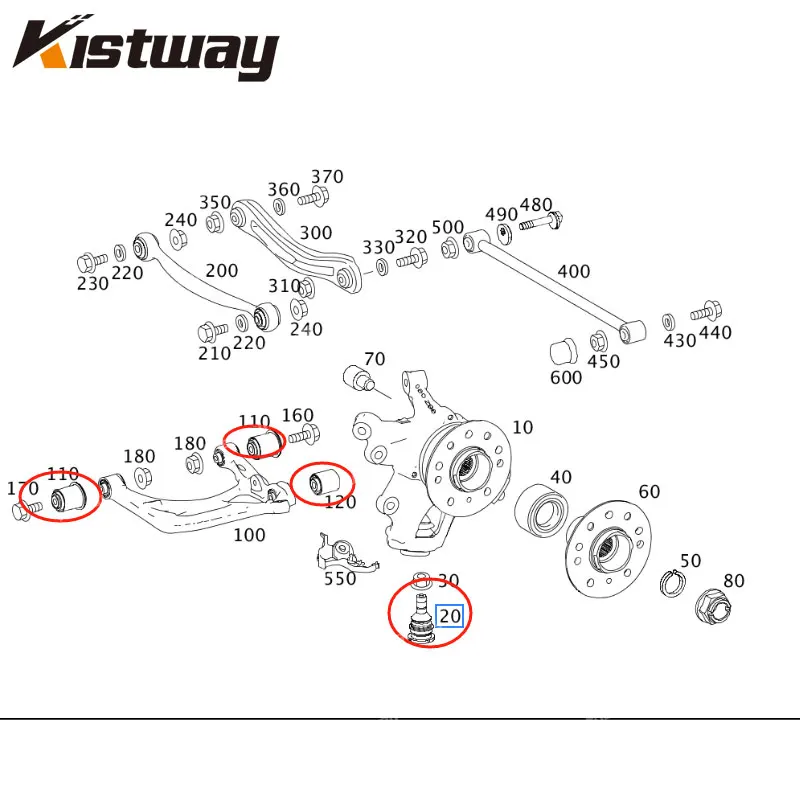 8PCS High Quality Rear Suspension Lower Control Arm Bushing Kit For Mercedes Benz W164 W166 W251 R300 R350 ML350 GL350 GL450