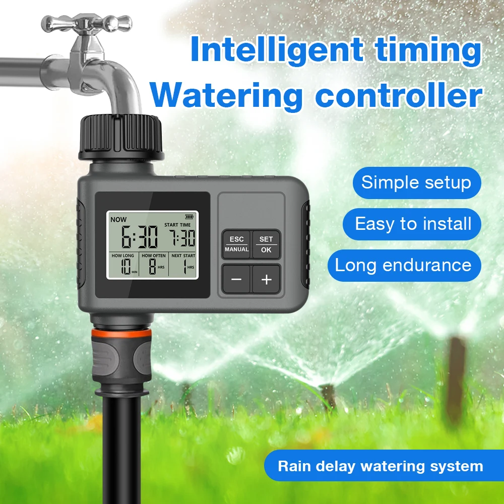 Single Channel Water Timer Automatic Irrigation Timing Control System Programmable Timed Water Valve for Outdoor Garden Lawn