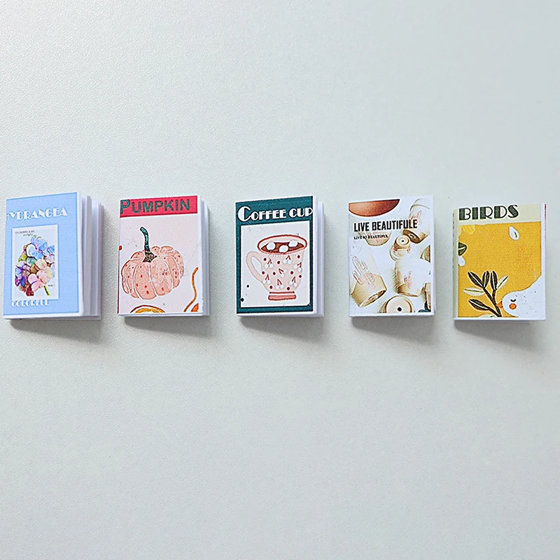 5Pcs Dollhouse Miniature Books Model Dollhouse Study Room Decoration Dolls House Micro Scene Accessories Pretend Play Toys