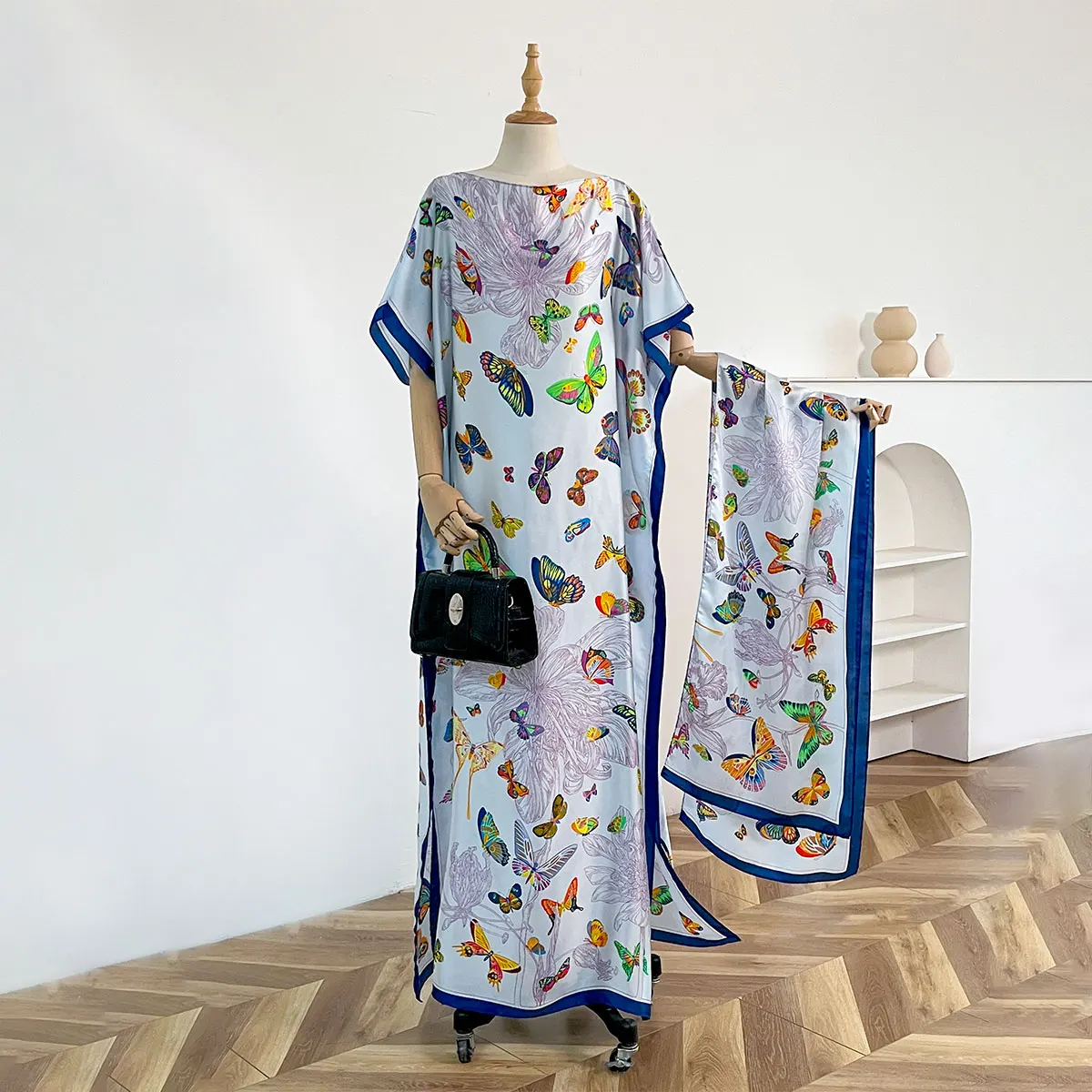 

Элегантный шелковый африканский платок с принтом, летний модный длинный хиджаб, платье-кафтан оверсайз, мусульманский женский платок-абайя для женщин из Кувейта