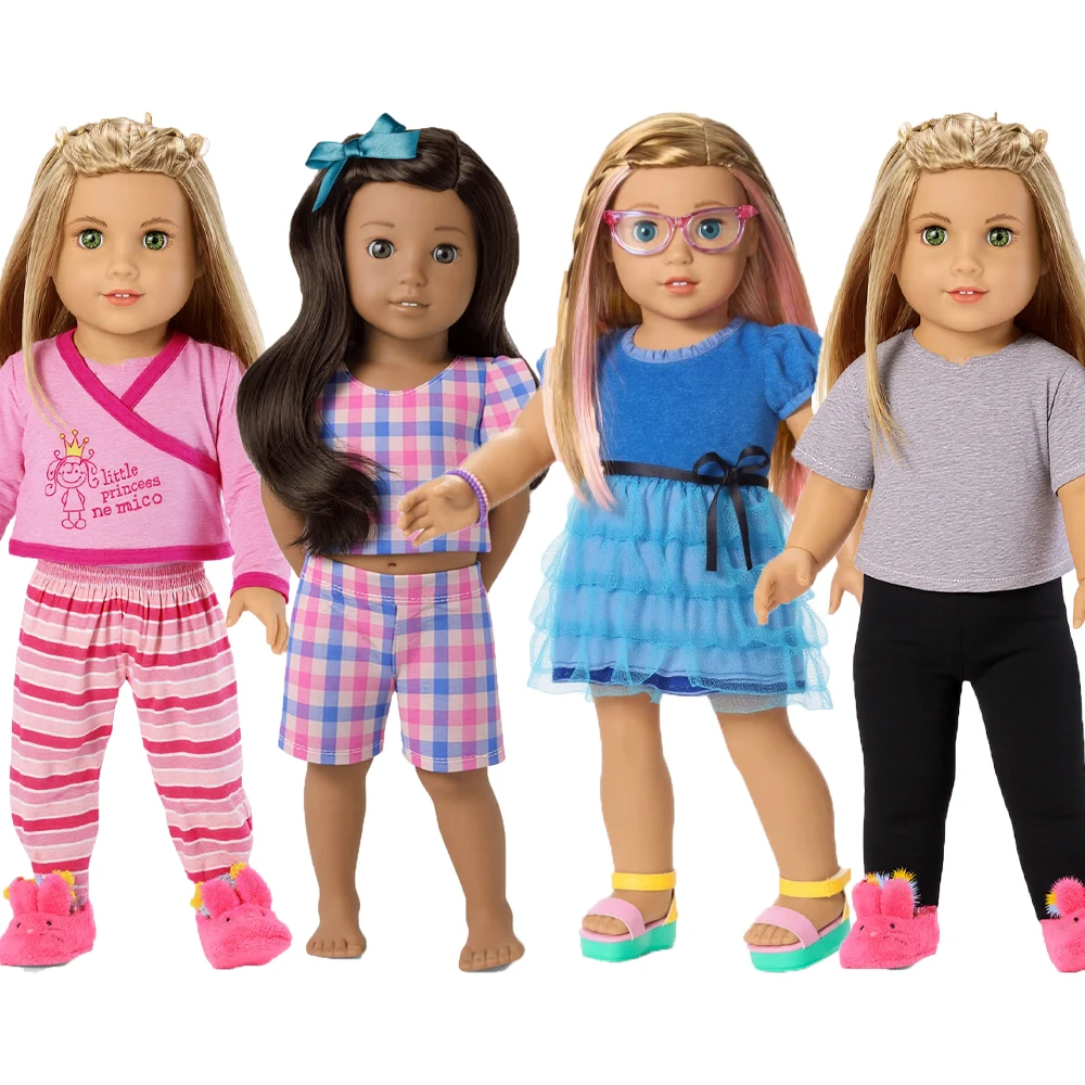 4 pezzi di nostra generazione vestiti per bambole pigiami abiti pantaloni tute pagliaccetto paillettes accessori per bambole moda giocattoli per bambini rinati