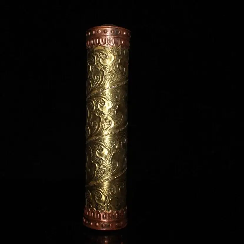 Chinese Old Copper Gilt Handcarved Grass Handwork Kaleidoscope