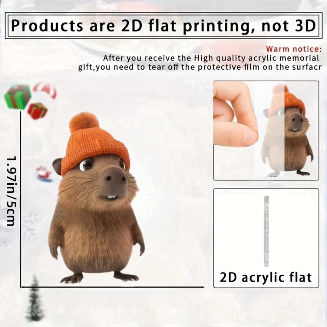 2D لطيف سمور المفاتيح الكرتون الحيوان في قبعة قلادة الاكريليك حلية سحر شنقا الديكور لحقائب السيارات حفلة احتفالية