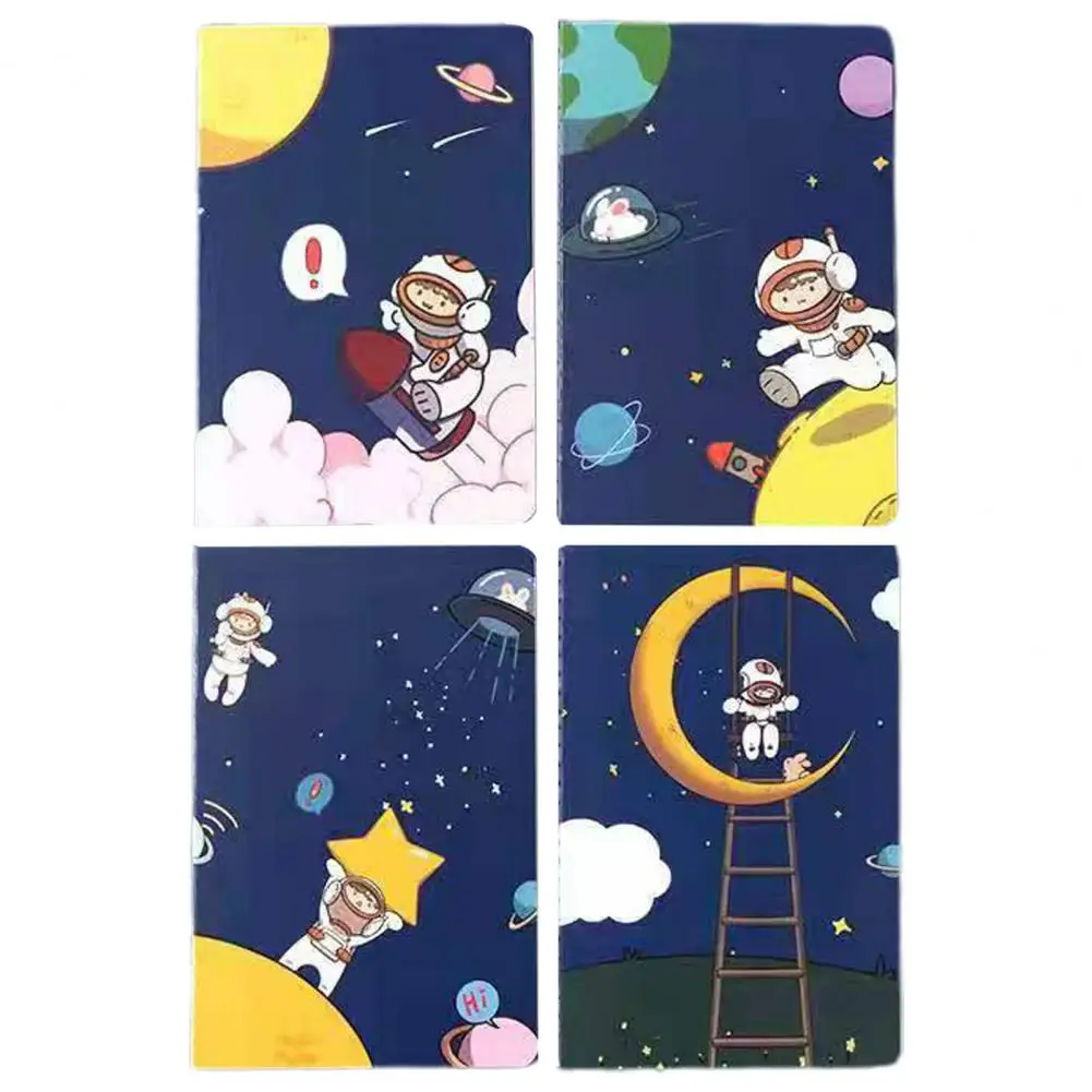 Cuadernos A5 de 4 piezas para escribir, cubierta de patrón de dibujos animados, papel portátil, Mini Bloc de notas, escritura lisa, cuaderno de dibujo