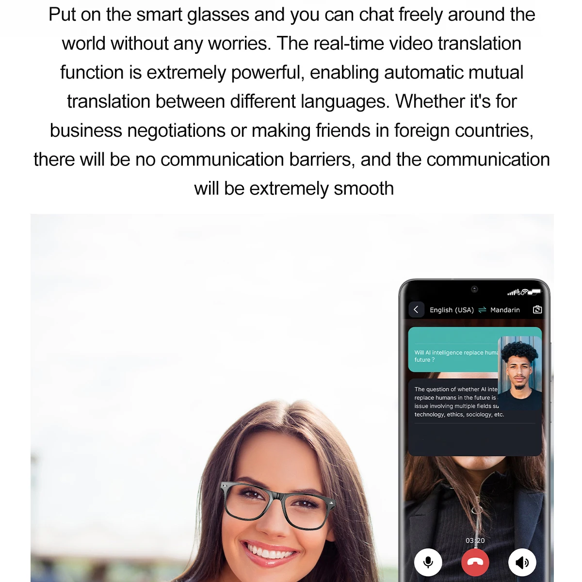 AI ترجمة ذكي نظارات الأسنان الزرقاء HD دعوة للماء النظارات الذكية مساعد صوت الموسيقى المضادة للضوء الأزرق النظارات الشمسية
