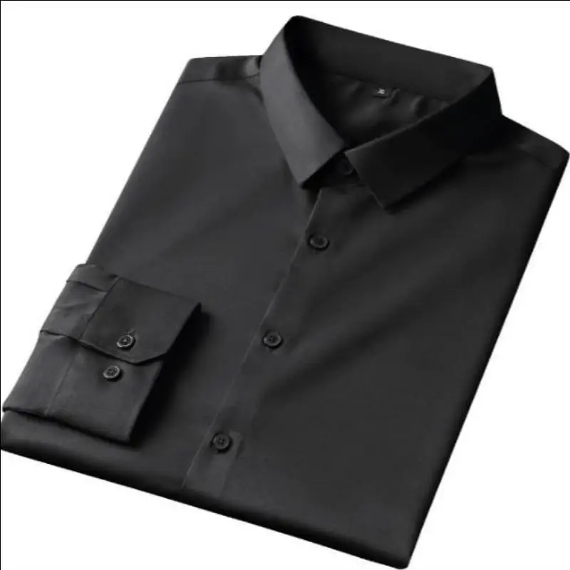 Men's Business Dress Shirt Long Sleeve Solid Color Basic Casual Slim Spring And Autumn Formal Office Pocket Shirts