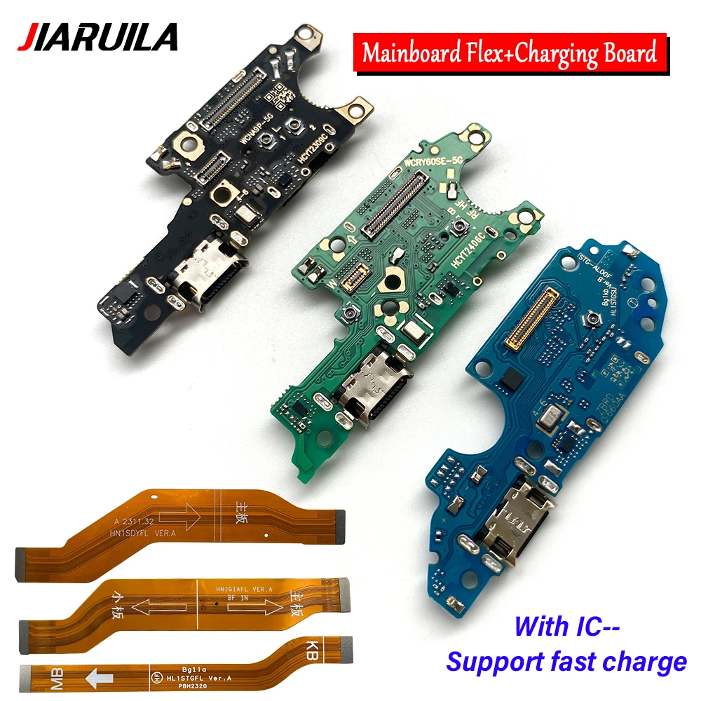 

10 шт., USB-порт для зарядки, гибкий кабель для Huawei Honor 60 SE 70 Pro 80 X7 X8 4G Y91, разъем для зарядного устройства с микрофоном