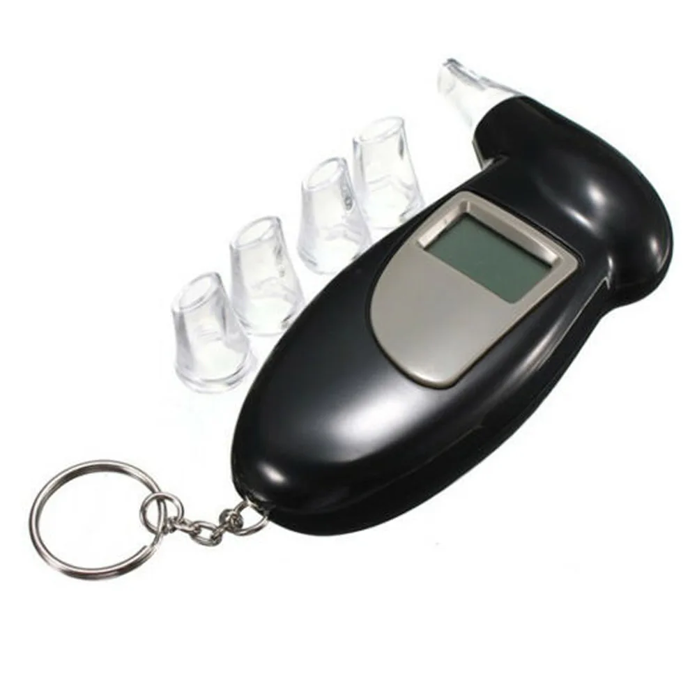 Portable High-Precision Alcohol Testing Device with Keychain Design LCD Screen Air-Blowing Feature for Safety Monitoring