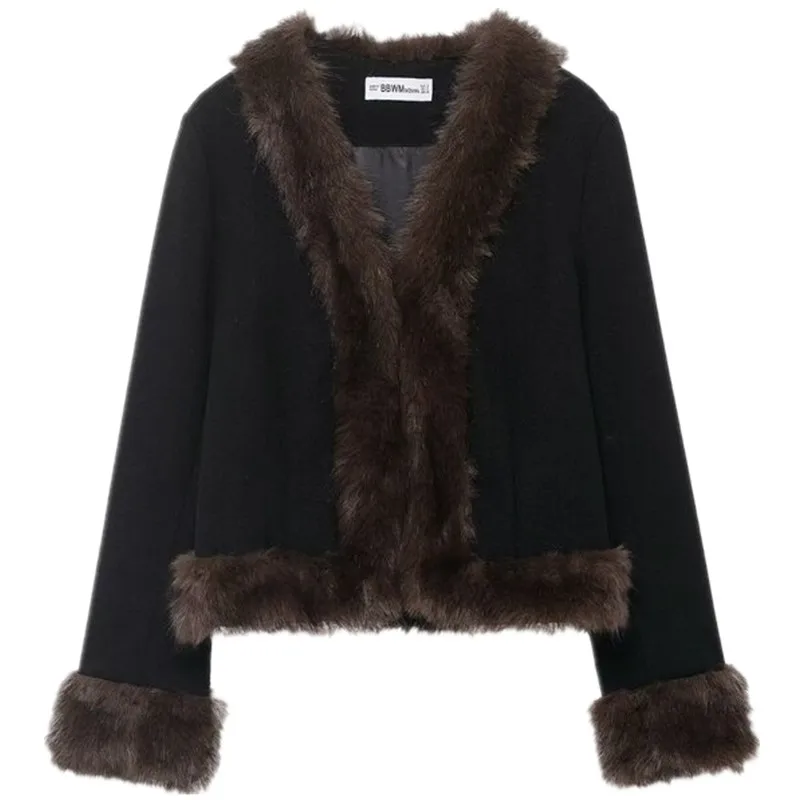 شتاء 2025 المرأة Faion تصميم الفراء طوق الربط سليم صالح معطف جلد تنوعا ort ملابس خارجية طويلة Sve السيدات Jaet