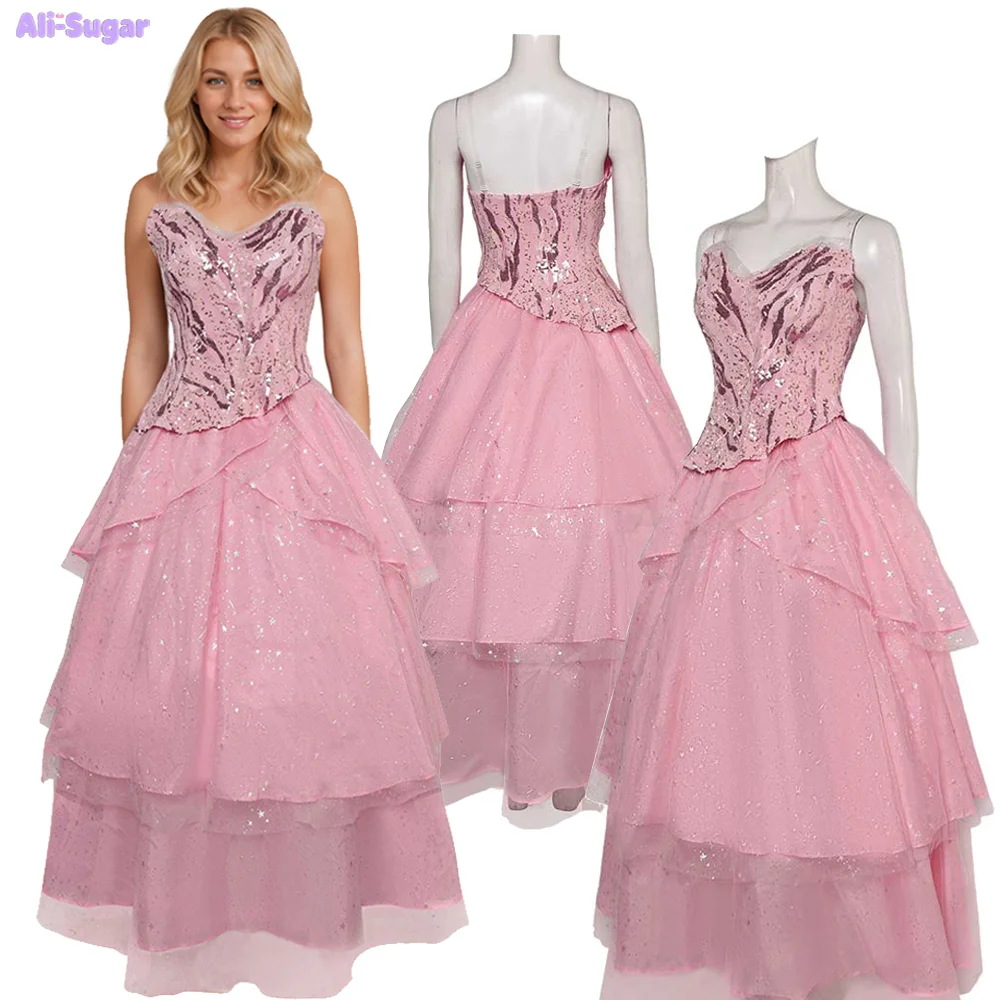 

Wicked Movie Glinda Cosplay Cosplay Costume Women Adults Pink Dress Girls Disguise Halloween Carnival Party Outfits Suit