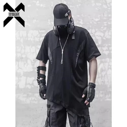 2024 Summer Black T-Shirt Mens Techwear Irregular Patchwork Functional T Shirt Streetwear Harajuku Tshirt Tees Tops