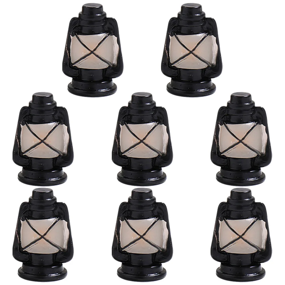 8 stücke Miniatur Laterne Harz Lampe Für Puppenhaus Dekor Micro Landschaft Diy Vintage Desktop Tiny Haus Ornament