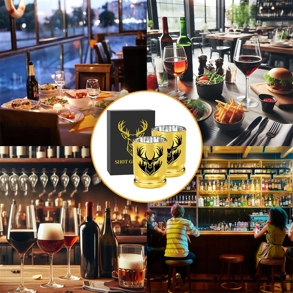 Elk Decoration Golden Plastic Wine Cup Travel Drink Wine Glass Nightclub Bar Party Drinking Shot Glass Gift Set