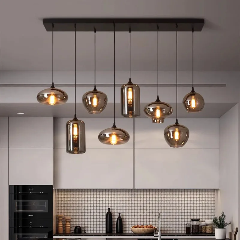 

Modern Glass Ball Lamps for Living Room Pendant Chandeliers Bedroom Dining Table Kitchen Hanging Led Lights Indoor Home Decor