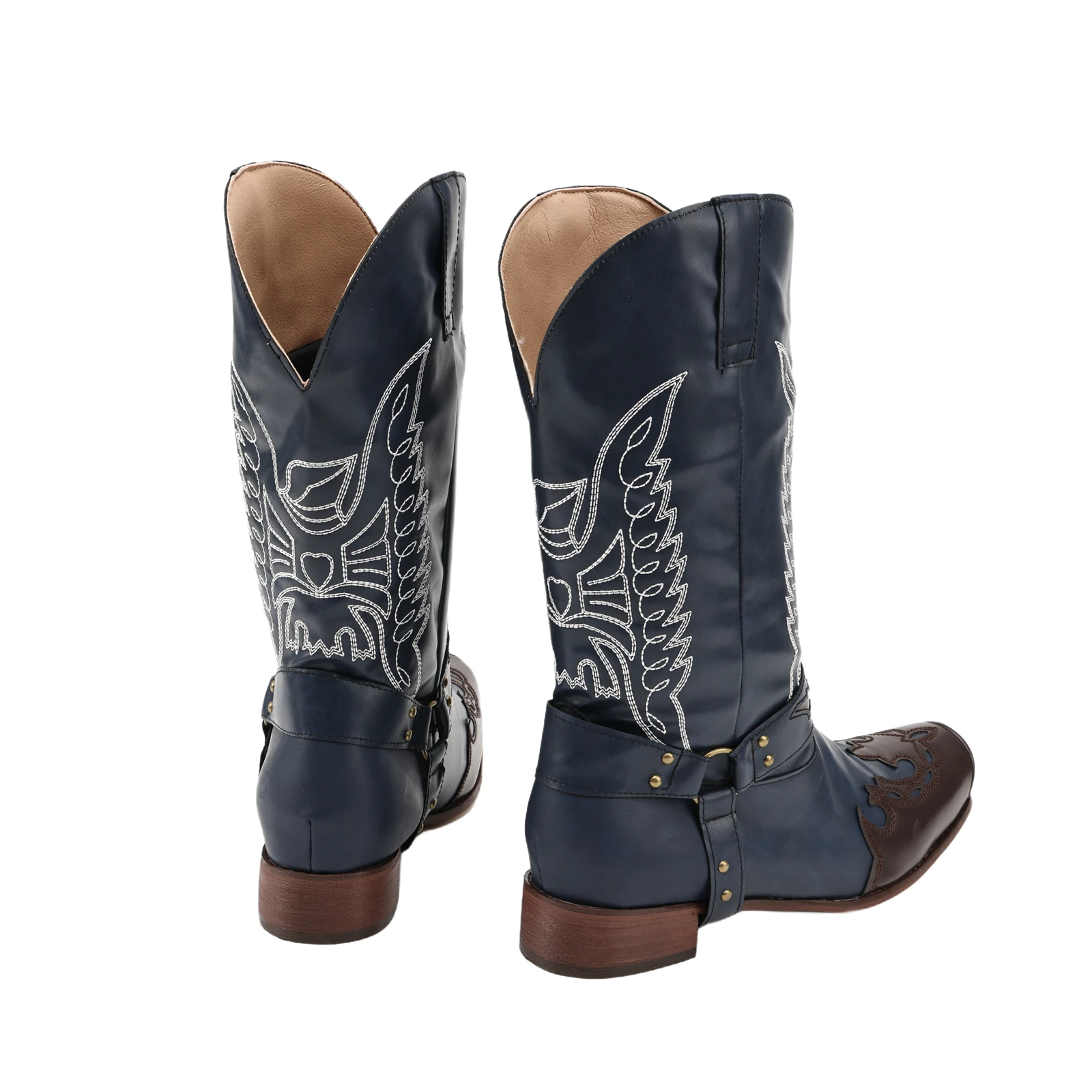 Männer Schnalle Breite Kalb Cowboy Stiefel Leder Herbst Winter Mid-kalb Retro Schuhe Brithsh Stiefel für Männer Zapatos de Hombre