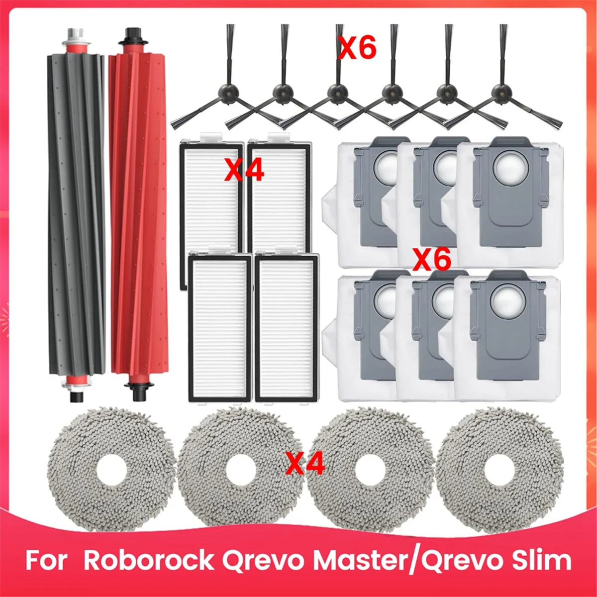 Trendiges Zubehör-Set für Qrevo Master/Qrevo Slim Roboterstaubsauger, Hauptseitenbürste, Hepa-Filter, Ersatzteile