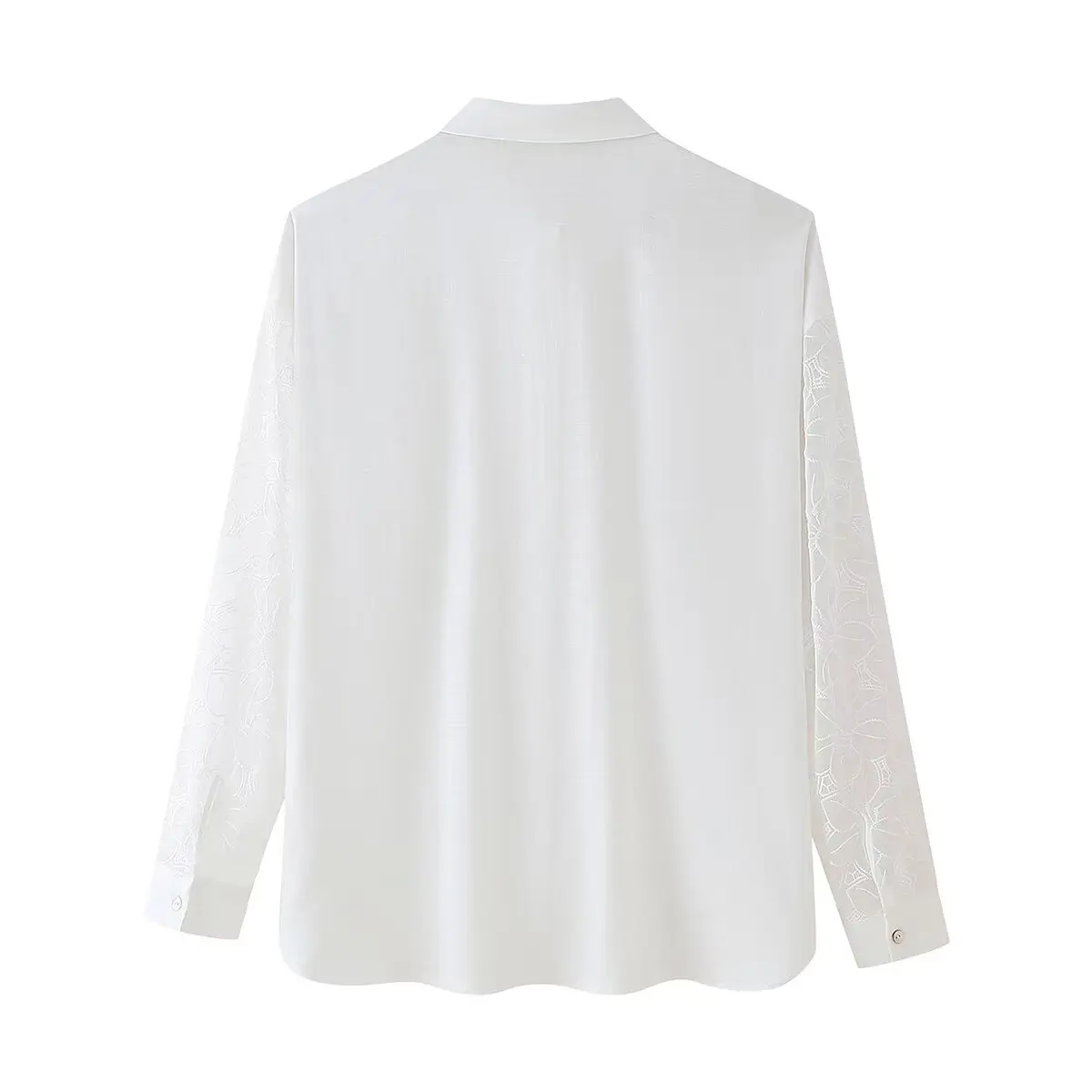 Dames 2024 Nieuwe Chique Joker Casual Mode Blouses Met Losse Geborduurde Mouwen Retro Blouses Met Lange Mouwen En Knopen