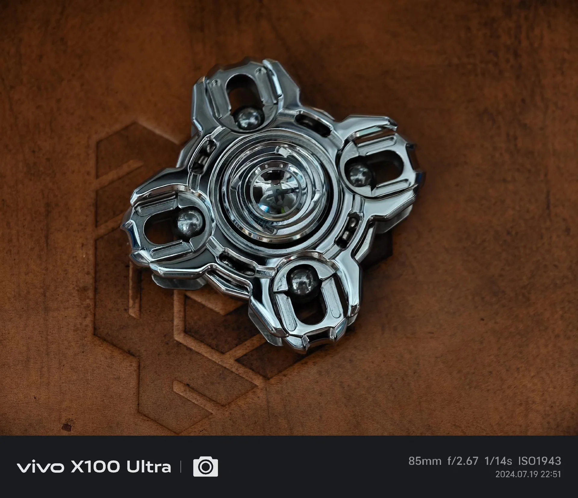 Used EDC MOT Oracle, Stainless Steel Polished, Steel Polished EDC Tuning Fork Gyro, Chaotic and Disconnected