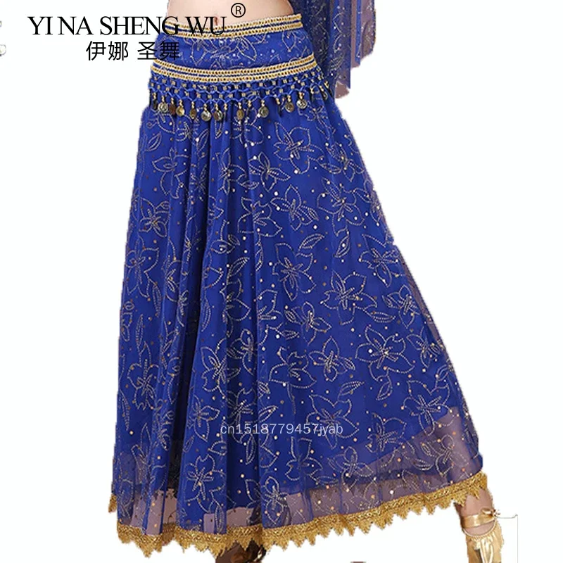 Arabska spódnica do tańca brzucha na Halloween, sama spódnica do tańca brzucha, strój sceniczny do tańca dla dorosłych, spódnica długa do ćwiczeń tańca indyjskiego, bez paska.