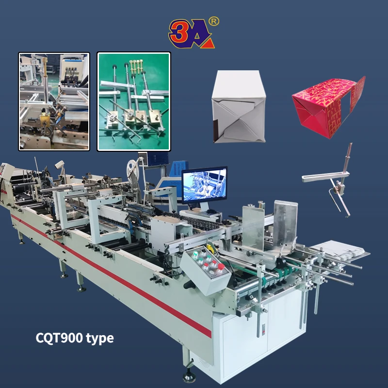 CQT-850 Pneumatic Folder Gluer Machine Automatic Wide Box Style Range Box Versatility One Machine Multiple Box Types Wood Case