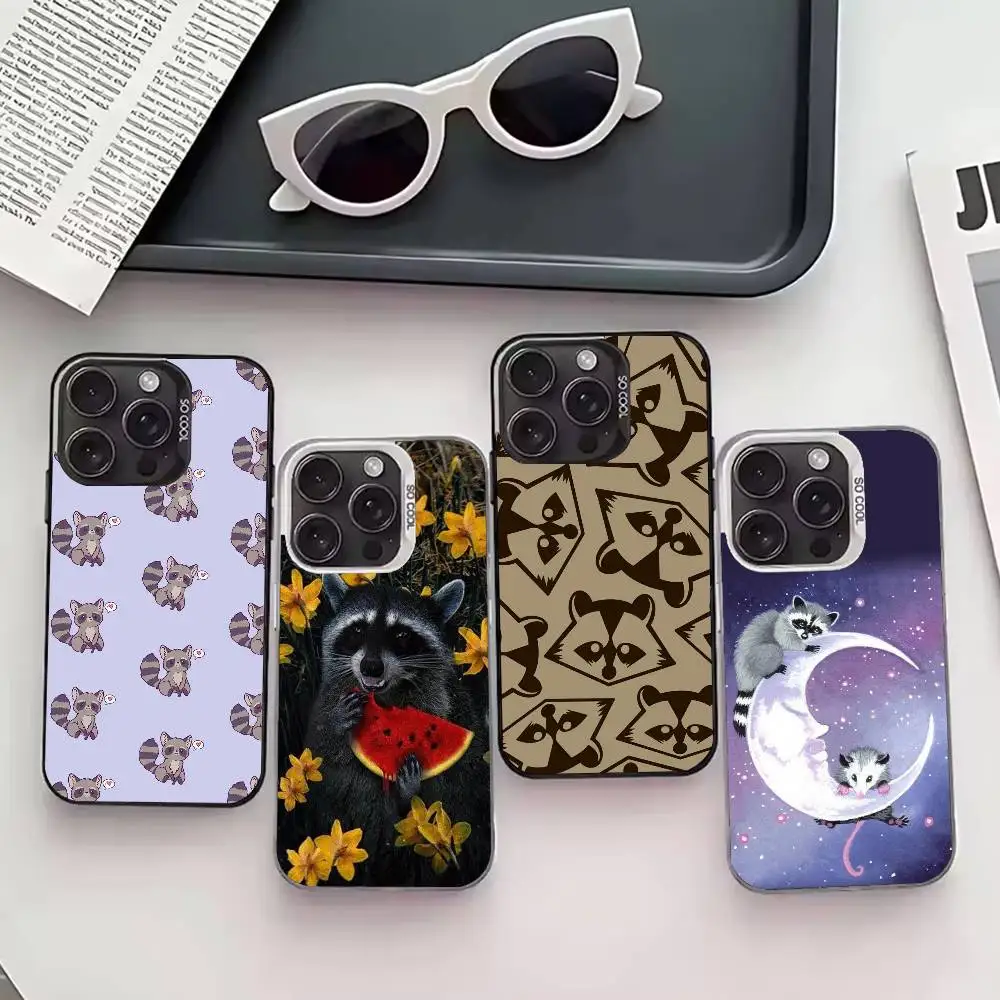 

C-Canvas R-Raccoons Cute Phone Case For iPhone 17,16,15,14,13,12,11 Plus,Pro Max,XS,Colored silver phone case