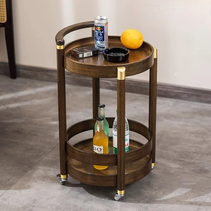 

Mobile Side Table with Storage, Rolling Caddy Cart Coffee Tea Bar Serving Trolley, Small Spaces Organization Cart