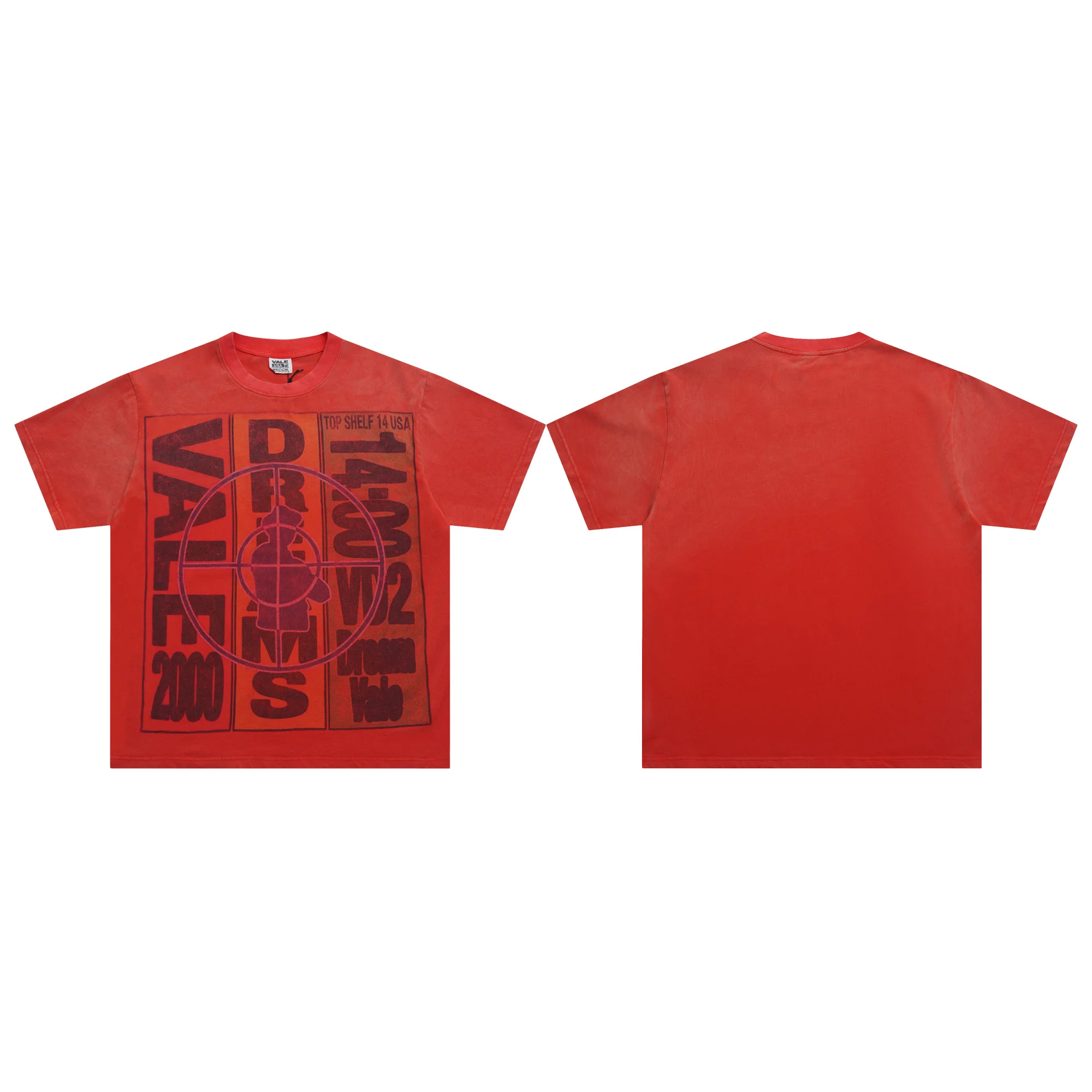 

V Valley Men's Cotton T-irt round Ne ort Sve Printed Lettering Vintage American Hip Hop Sle Streetwear