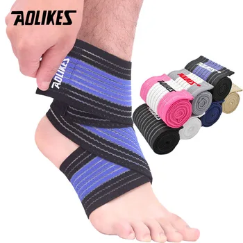 AOLIKES 1PCS Professional กีฬา STRAIN Wraps ผ้าพันแผลยืดหยุ่นข้อเท้าสนับสนุน Pad ป้องกันข้อเท้า BANDAGE GUARD GYM ป้องกัน