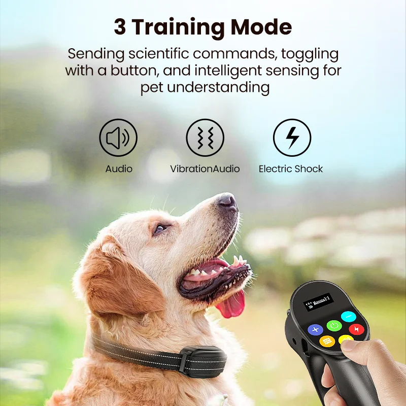 ROJECO Electric Dog Training Collar Remote Control Waterproof Vibrator Pet Dog Bark Stop Collar Anti-Barking Training Devices