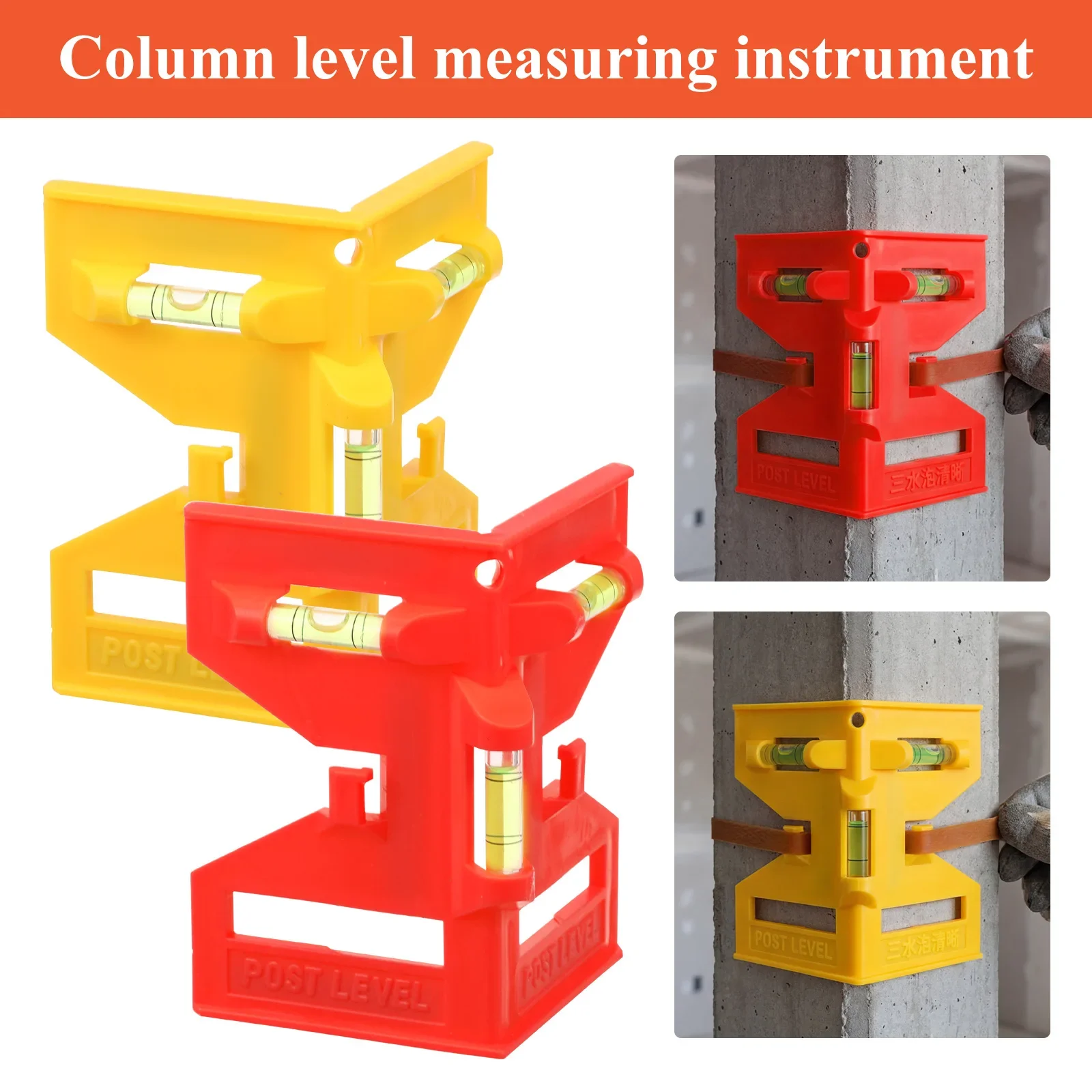 Magnetic Post Level Portable Pipe Post Level with 3 Vials Hands Free Leveling Tool for Construction Fence Column Installation
